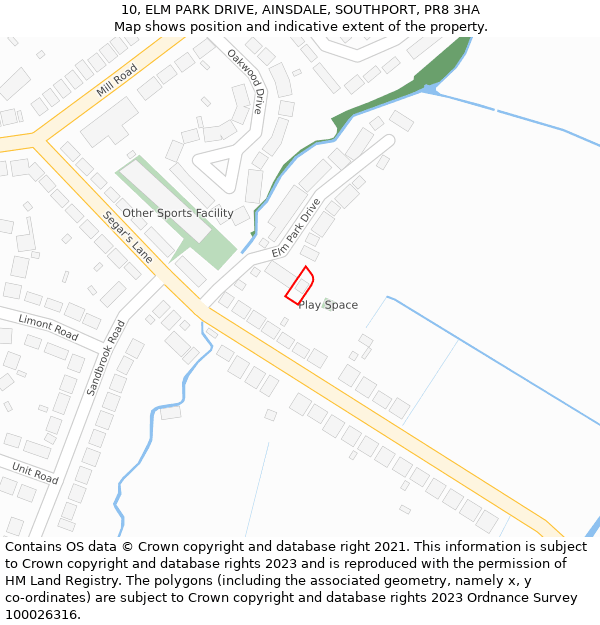 10, ELM PARK DRIVE, AINSDALE, SOUTHPORT, PR8 3HA: Location map and indicative extent of plot