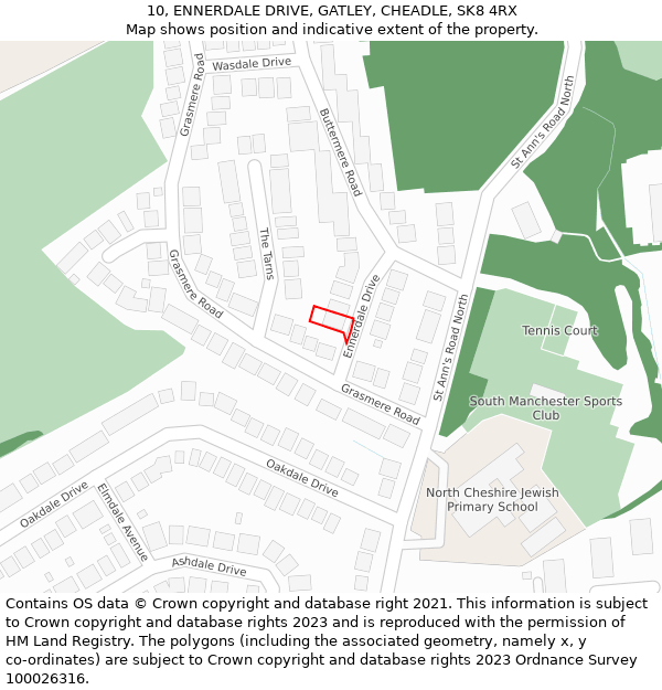 10, ENNERDALE DRIVE, GATLEY, CHEADLE, SK8 4RX: Location map and indicative extent of plot