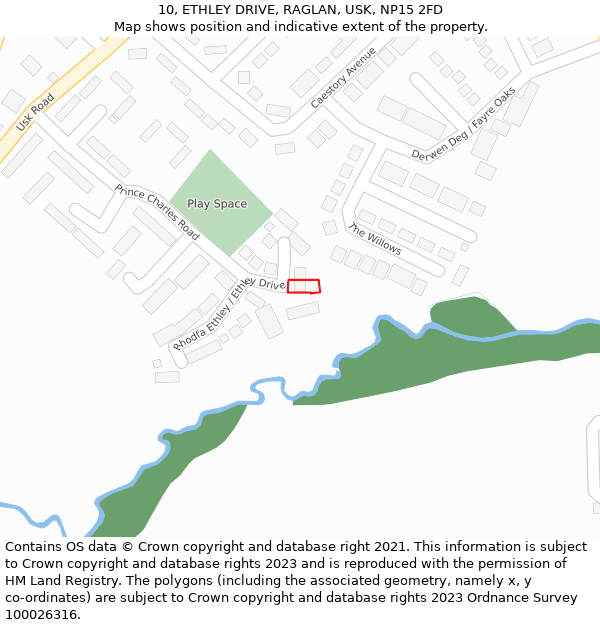 10, ETHLEY DRIVE, RAGLAN, USK, NP15 2FD: Location map and indicative extent of plot