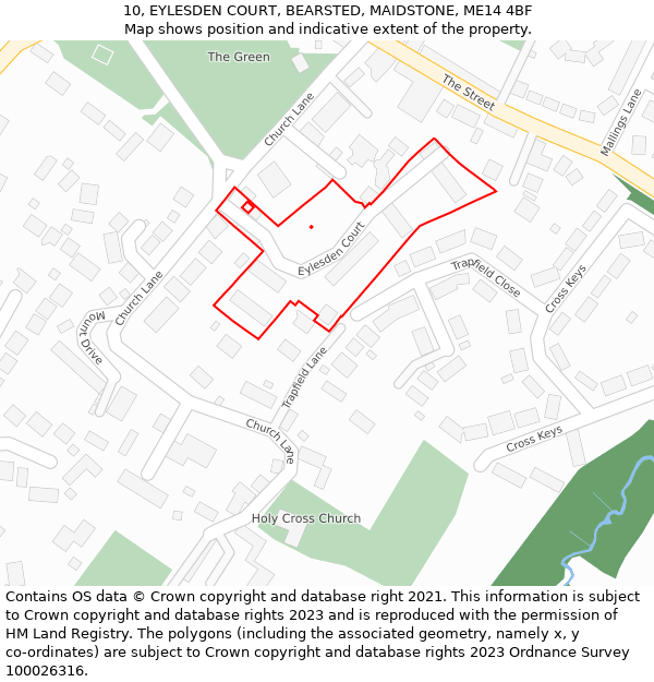 10, EYLESDEN COURT, BEARSTED, MAIDSTONE, ME14 4BF: Location map and indicative extent of plot