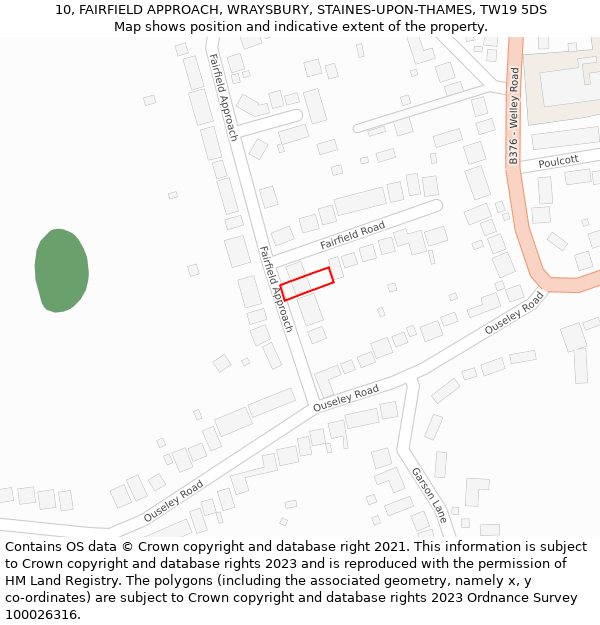 10, FAIRFIELD APPROACH, WRAYSBURY, STAINES-UPON-THAMES, TW19 5DS: Location map and indicative extent of plot