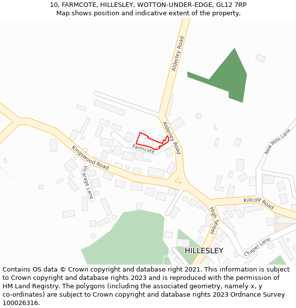 10, FARMCOTE, HILLESLEY, WOTTON-UNDER-EDGE, GL12 7RP: Location map and indicative extent of plot