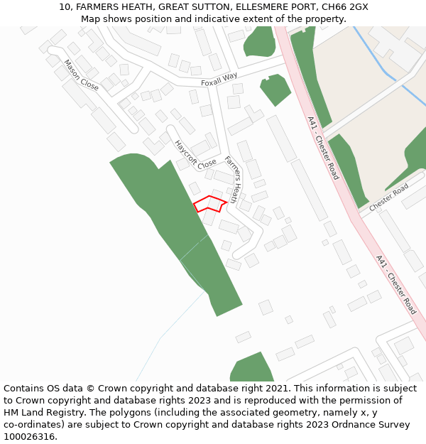 10, FARMERS HEATH, GREAT SUTTON, ELLESMERE PORT, CH66 2GX: Location map and indicative extent of plot