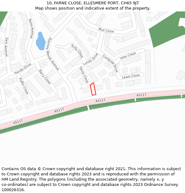 10, FARNE CLOSE, ELLESMERE PORT, CH65 9JT: Location map and indicative extent of plot