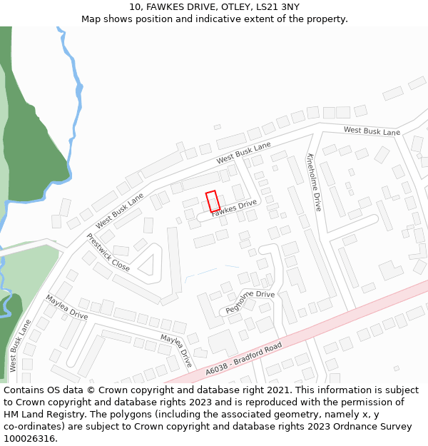 10, FAWKES DRIVE, OTLEY, LS21 3NY: Location map and indicative extent of plot