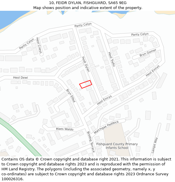 10, FEIDR DYLAN, FISHGUARD, SA65 9EG: Location map and indicative extent of plot