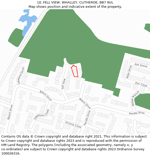 10, FELL VIEW, WHALLEY, CLITHEROE, BB7 9UL: Location map and indicative extent of plot