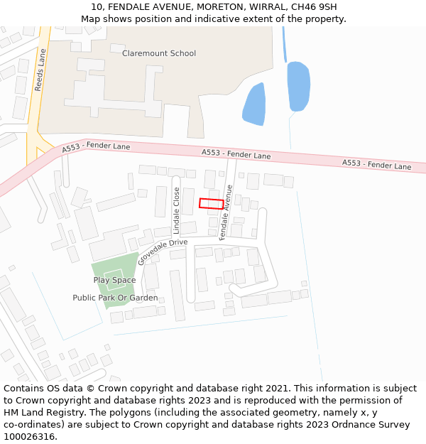 10, FENDALE AVENUE, MORETON, WIRRAL, CH46 9SH: Location map and indicative extent of plot