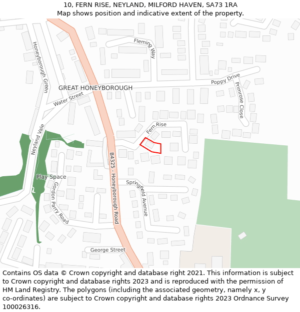 10, FERN RISE, NEYLAND, MILFORD HAVEN, SA73 1RA: Location map and indicative extent of plot