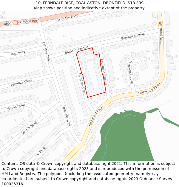 10, FERNDALE RISE, COAL ASTON, DRONFIELD, S18 3BS: Location map and indicative extent of plot