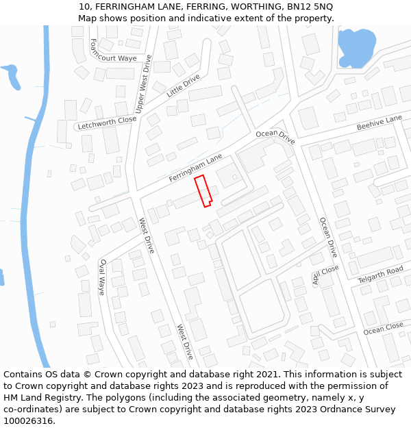 10, FERRINGHAM LANE, FERRING, WORTHING, BN12 5NQ: Location map and indicative extent of plot