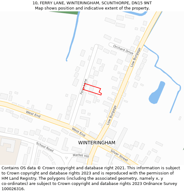 10, FERRY LANE, WINTERINGHAM, SCUNTHORPE, DN15 9NT: Location map and indicative extent of plot