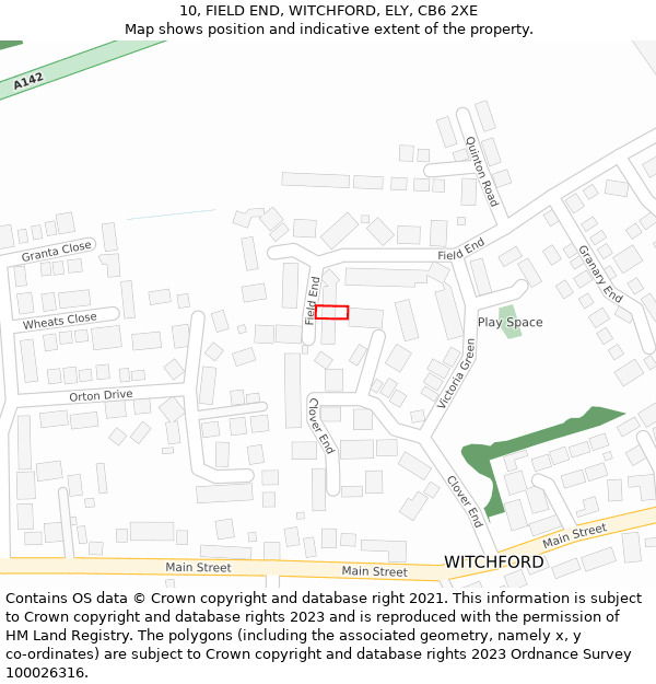 10, FIELD END, WITCHFORD, ELY, CB6 2XE: Location map and indicative extent of plot