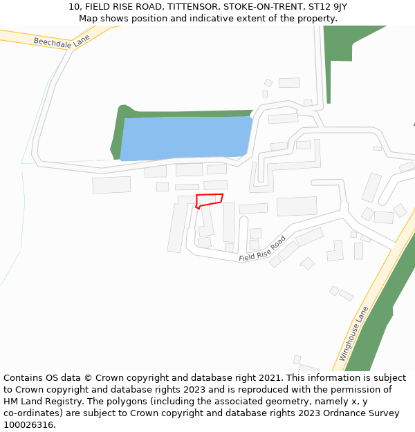 10, FIELD RISE ROAD, TITTENSOR, STOKE-ON-TRENT, ST12 9JY: Location map and indicative extent of plot