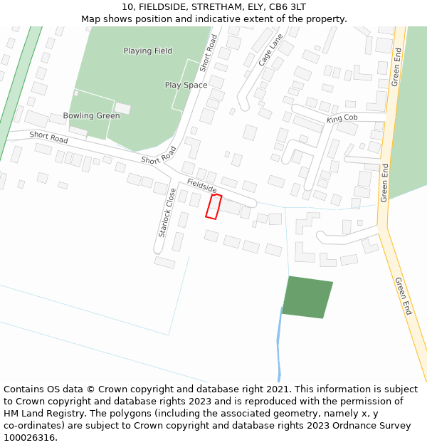 10, FIELDSIDE, STRETHAM, ELY, CB6 3LT: Location map and indicative extent of plot