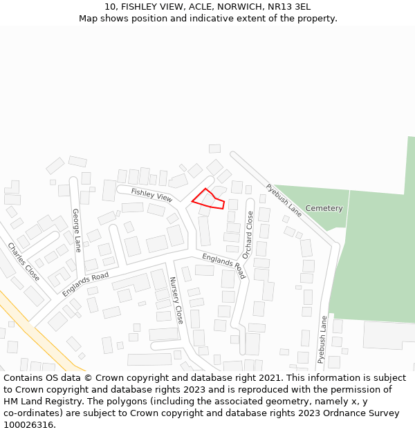 10, FISHLEY VIEW, ACLE, NORWICH, NR13 3EL: Location map and indicative extent of plot