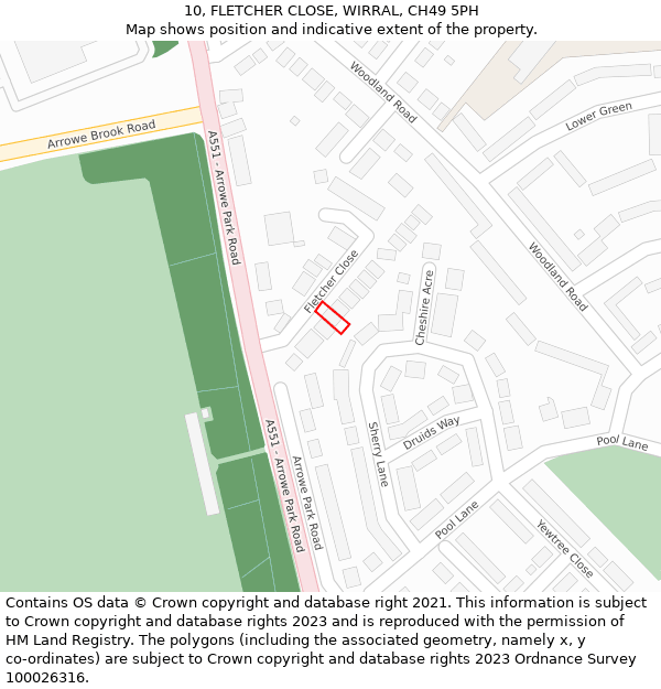 10, FLETCHER CLOSE, WIRRAL, CH49 5PH: Location map and indicative extent of plot