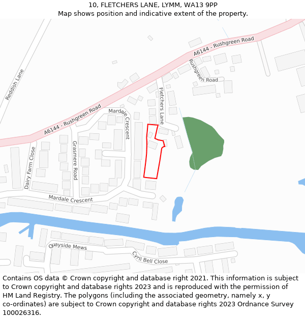 10, FLETCHERS LANE, LYMM, WA13 9PP: Location map and indicative extent of plot