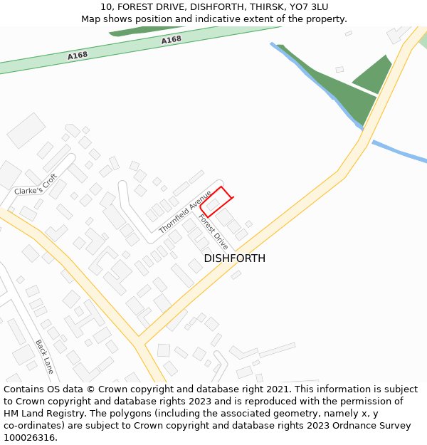 10, FOREST DRIVE, DISHFORTH, THIRSK, YO7 3LU: Location map and indicative extent of plot