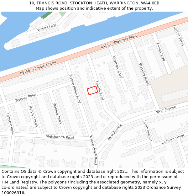 10, FRANCIS ROAD, STOCKTON HEATH, WARRINGTON, WA4 6EB: Location map and indicative extent of plot