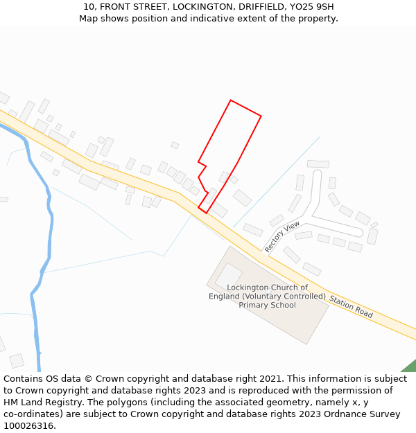10, FRONT STREET, LOCKINGTON, DRIFFIELD, YO25 9SH: Location map and indicative extent of plot