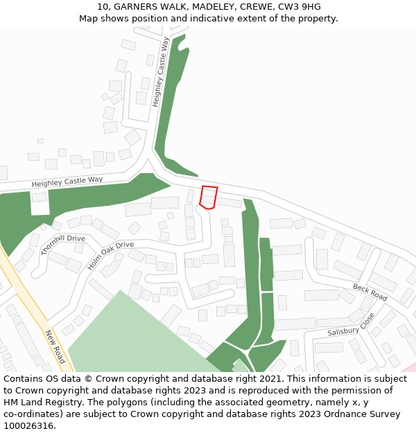 10, GARNERS WALK, MADELEY, CREWE, CW3 9HG: Location map and indicative extent of plot