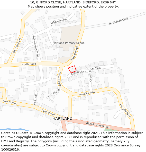 10, GIFFORD CLOSE, HARTLAND, BIDEFORD, EX39 6HY: Location map and indicative extent of plot