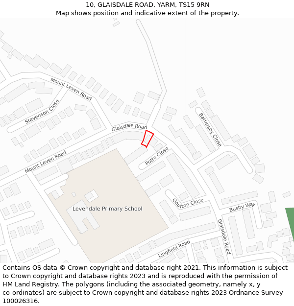 10, GLAISDALE ROAD, YARM, TS15 9RN: Location map and indicative extent of plot