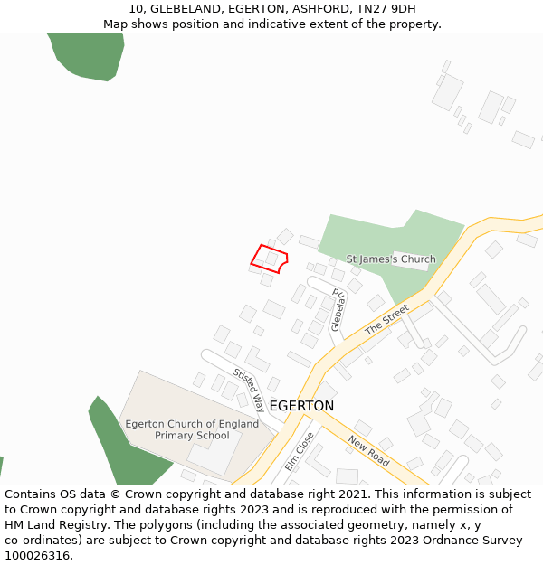 10, GLEBELAND, EGERTON, ASHFORD, TN27 9DH: Location map and indicative extent of plot
