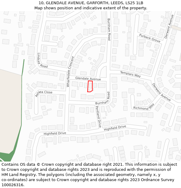 10, GLENDALE AVENUE, GARFORTH, LEEDS, LS25 1LB: Location map and indicative extent of plot