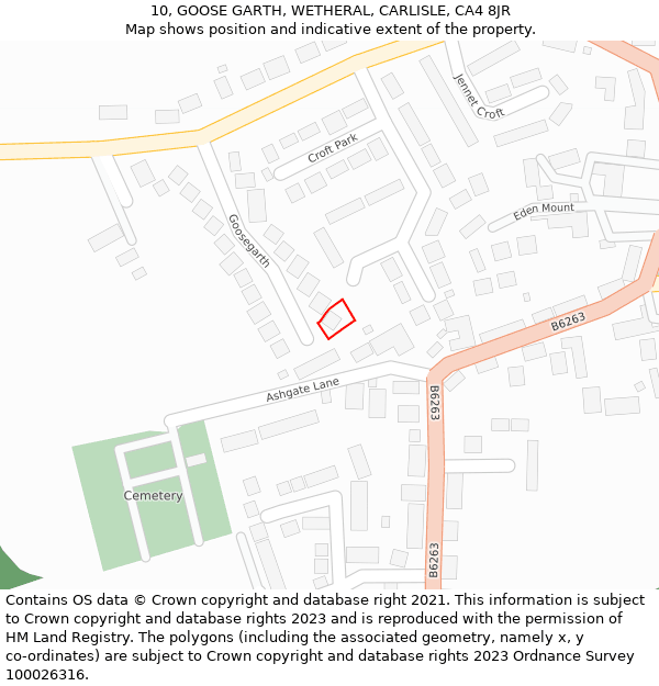 10, GOOSE GARTH, WETHERAL, CARLISLE, CA4 8JR: Location map and indicative extent of plot