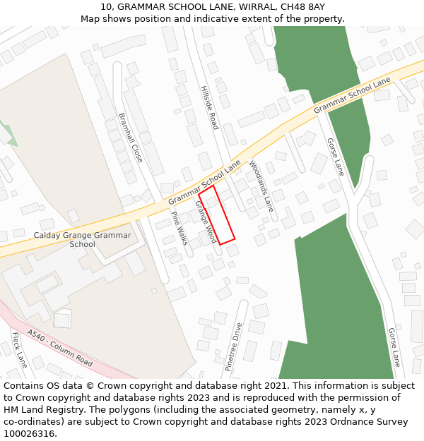 10, GRAMMAR SCHOOL LANE, WIRRAL, CH48 8AY: Location map and indicative extent of plot