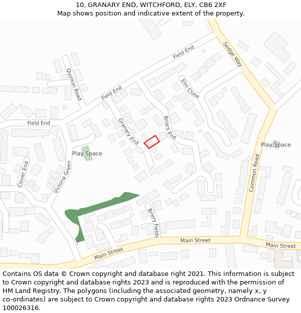 10, GRANARY END, WITCHFORD, ELY, CB6 2XF: Location map and indicative extent of plot