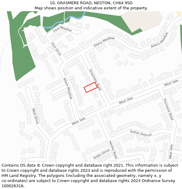 10, GRASMERE ROAD, NESTON, CH64 9SD: Location map and indicative extent of plot