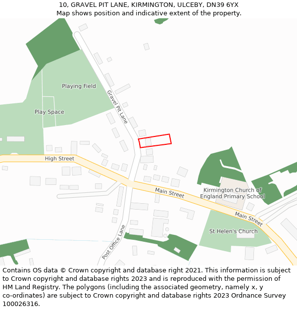 10, GRAVEL PIT LANE, KIRMINGTON, ULCEBY, DN39 6YX: Location map and indicative extent of plot