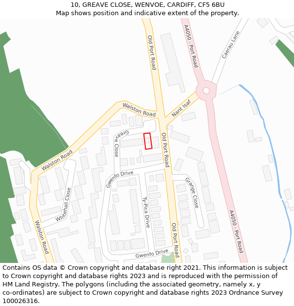 10, GREAVE CLOSE, WENVOE, CARDIFF, CF5 6BU: Location map and indicative extent of plot