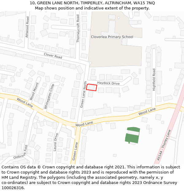 10, GREEN LANE NORTH, TIMPERLEY, ALTRINCHAM, WA15 7NQ: Location map and indicative extent of plot