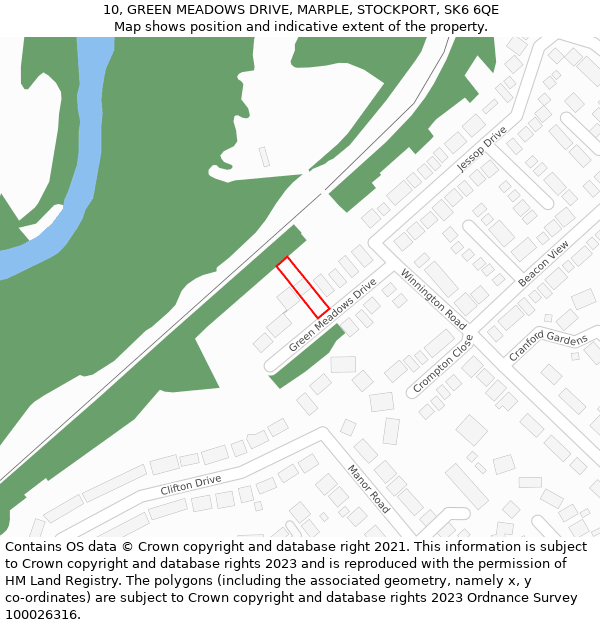 10, GREEN MEADOWS DRIVE, MARPLE, STOCKPORT, SK6 6QE: Location map and indicative extent of plot