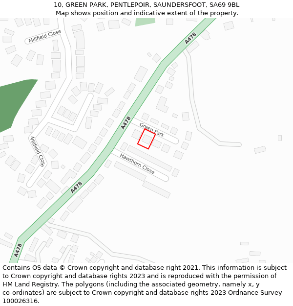 10, GREEN PARK, PENTLEPOIR, SAUNDERSFOOT, SA69 9BL: Location map and indicative extent of plot