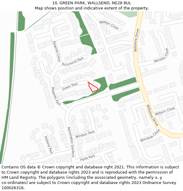 10, GREEN PARK, WALLSEND, NE28 8UL: Location map and indicative extent of plot