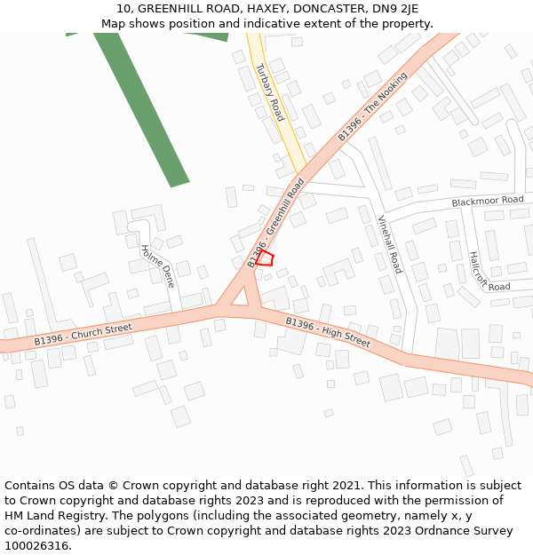 10, GREENHILL ROAD, HAXEY, DONCASTER, DN9 2JE: Location map and indicative extent of plot