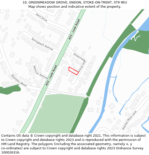 10, GREENMEADOW GROVE, ENDON, STOKE-ON-TRENT, ST9 9EU: Location map and indicative extent of plot