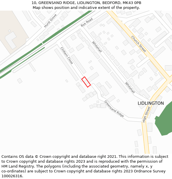 10, GREENSAND RIDGE, LIDLINGTON, BEDFORD, MK43 0PB: Location map and indicative extent of plot