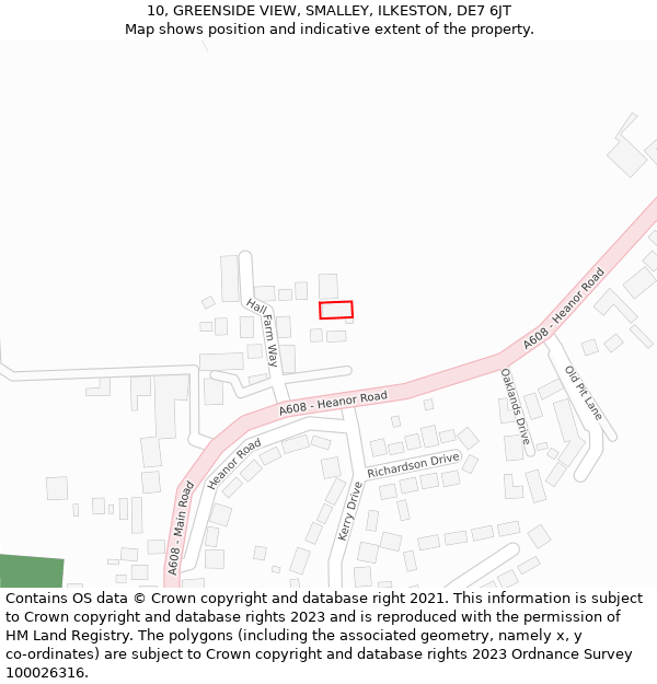 10, GREENSIDE VIEW, SMALLEY, ILKESTON, DE7 6JT: Location map and indicative extent of plot