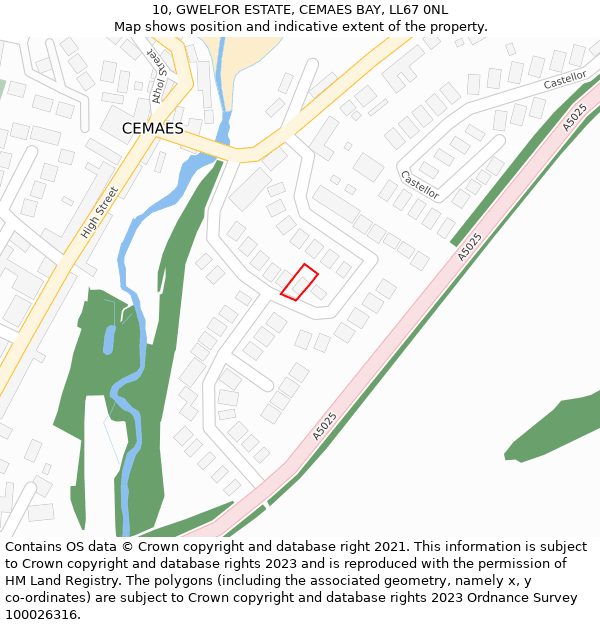 10, GWELFOR ESTATE, CEMAES BAY, LL67 0NL: Location map and indicative extent of plot