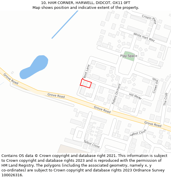 10, HAM CORNER, HARWELL, DIDCOT, OX11 0FT: Location map and indicative extent of plot