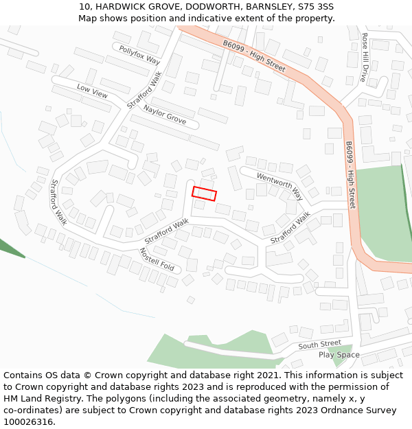 10, HARDWICK GROVE, DODWORTH, BARNSLEY, S75 3SS: Location map and indicative extent of plot