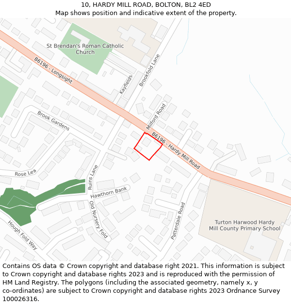 10, HARDY MILL ROAD, BOLTON, BL2 4ED: Location map and indicative extent of plot