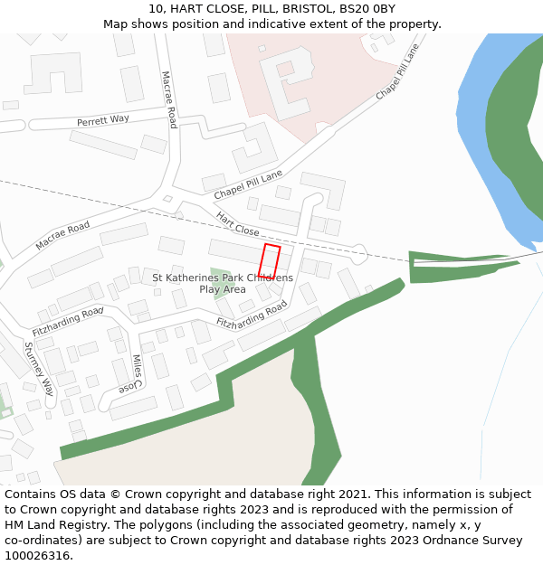 10, HART CLOSE, PILL, BRISTOL, BS20 0BY: Location map and indicative extent of plot