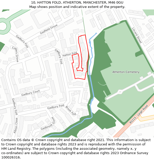 10, HATTON FOLD, ATHERTON, MANCHESTER, M46 0GU: Location map and indicative extent of plot